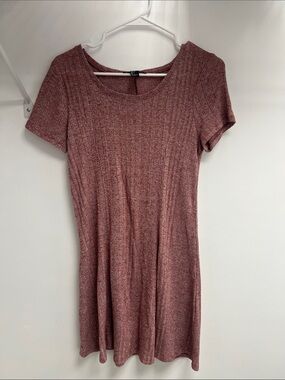 Forever 21 Dusty Rose Ribbed Short Sleeve Mini Dress
